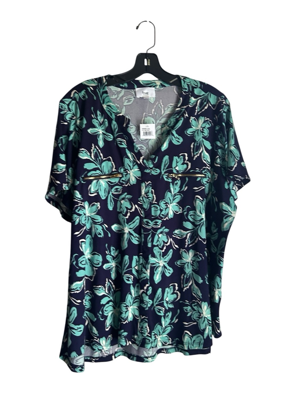 Frye Women’s Size 2X Navy Floral V-Neck Blouse